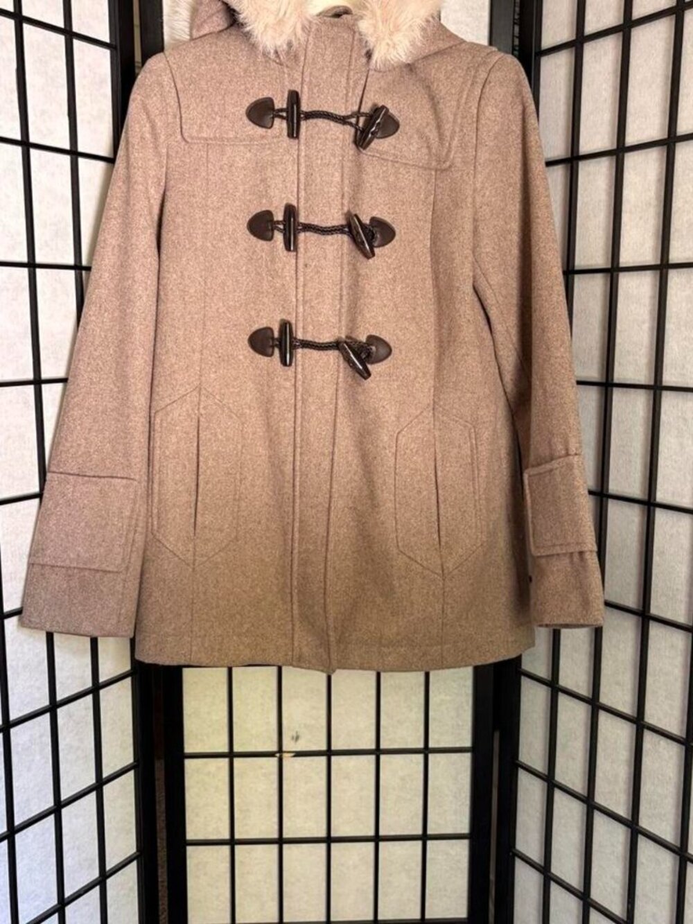 A New Day Women's Brown & Tan Duffle Coat - Size S
